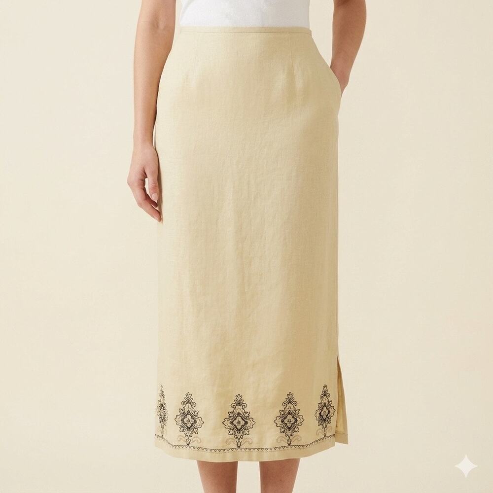 V 109-Vintage Uniform by John Paul Richard Ramie Skirt size 6 / Waist 13”
